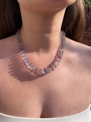 Amethyst and Prasiolite Carved Pumpkin Necklace