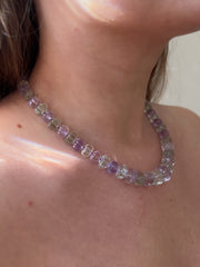 Amethyst and Prasiolite Carved Pumpkin Necklace