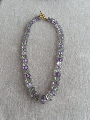 Amethyst and Prasiolite Carved Pumpkin Necklace