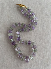 Amethyst and Prasiolite Carved Pumpkin Necklace