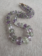 Amethyst and Prasiolite Carved Pumpkin Necklace