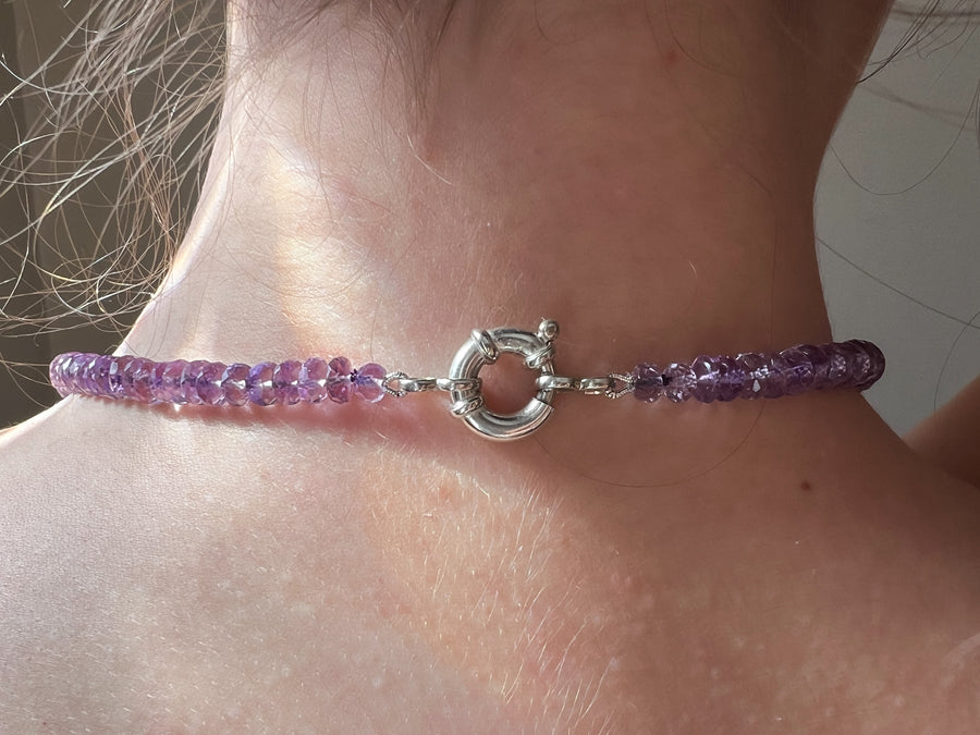 Amethyst Necklace with Mystic Topaz Pendant