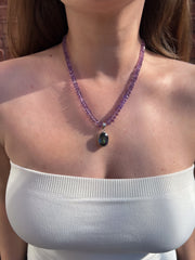 Amethyst Necklace with Mystic Topaz Pendant