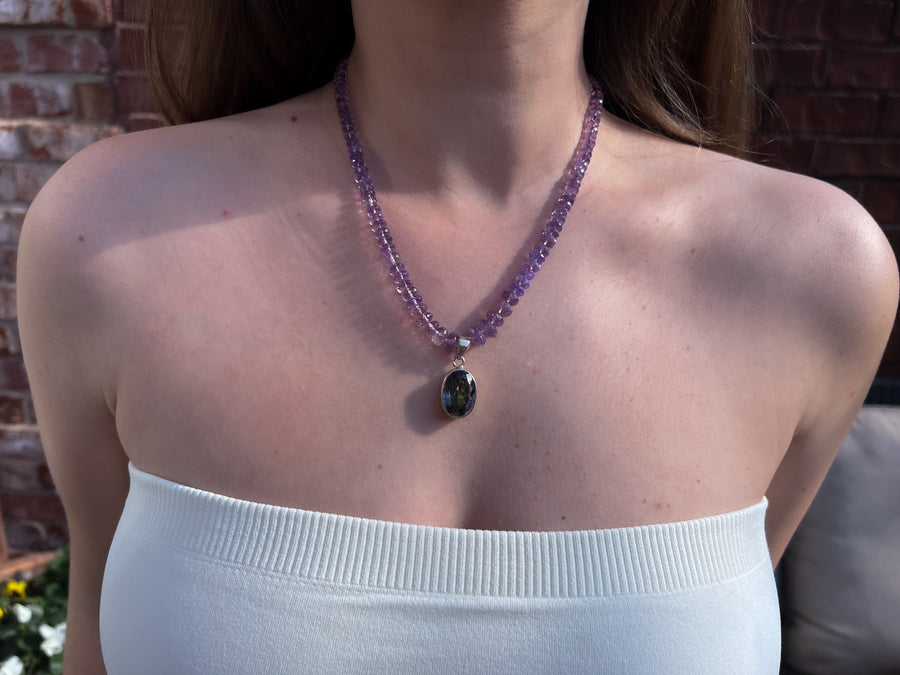 Amethyst Necklace with Mystic Topaz Pendant