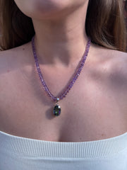 Amethyst Necklace with Mystic Topaz Pendant