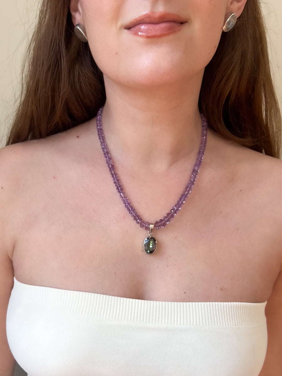 Amethyst Necklace with Mystic Topaz Pendant