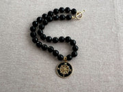 Black Onyx Necklace with Compass Pendant