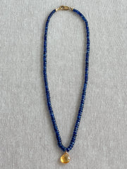 Blue Kyanite Necklace with Citrine Pendant