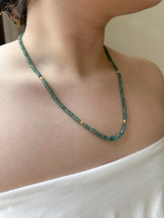Blue Tourmaline Necklace with Gold Accents