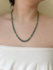Blue Tourmaline Necklace with Gold Accents