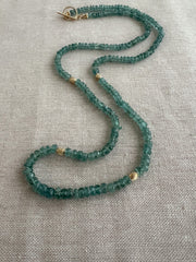 Blue Tourmaline Necklace with Gold Accents