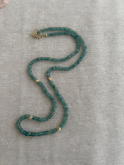 Blue Tourmaline Necklace with Gold Accents