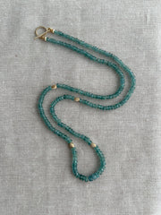 Blue Tourmaline Necklace with Gold Accents