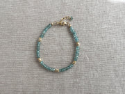 Blue Zircon Bracelet with Gold Accents, Boho Gemstone Jewelry