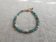 Blue Zircon Bracelet with Gold Accents, Boho Gemstone Jewelry