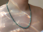 Blue Tourmaline Necklace with Gold Accents