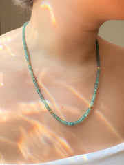 Blue Tourmaline Necklace with Gold Accents