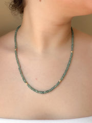 Blue Tourmaline Necklace with Gold Accents