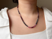 Carved Spinel Rondelle Necklace, Hand Knotted, Fine Gemstone Jewelry, Multi Color Spinel