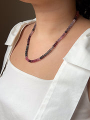 Carved Spinel Rondelle Necklace, Hand Knotted, Fine Gemstone Jewelry, Multi Color Spinel