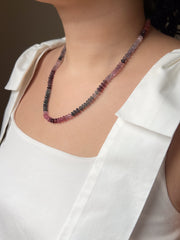 Carved Spinel Rondelle Necklace, Hand Knotted, Fine Gemstone Jewelry, Multi Color Spinel