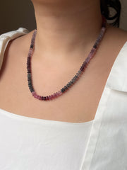 Carved Spinel Rondelle Necklace, Hand Knotted, Fine Gemstone Jewelry, Multi Color Spinel