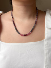 Carved Spinel Rondelle Necklace, Hand Knotted, Fine Gemstone Jewelry, Multi Color Spinel