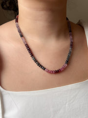 Carved Spinel Rondelle Necklace, Hand Knotted, Fine Gemstone Jewelry, Multi Color Spinel
