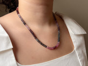 Carved Spinel Rondelle Necklace, Hand Knotted, Fine Gemstone Jewelry, Multi Color Spinel