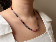 Carved Spinel Rondelle Necklace, Hand Knotted, Fine Gemstone Jewelry, Multi Color Spinel