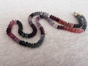 Carved Spinel Rondelle Necklace, Hand Knotted, Fine Gemstone Jewelry, Multi Color Spinel