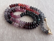 Carved Spinel Rondelle Necklace, Hand Knotted, Fine Gemstone Jewelry, Multi Color Spinel