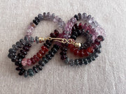 Carved Spinel Rondelle Necklace, Hand Knotted, Fine Gemstone Jewelry, Multi Color Spinel