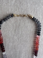 Carved Spinel Rondelle Necklace, Hand Knotted, Fine Gemstone Jewelry, Multi Color Spinel