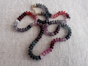Carved Spinel Rondelle Necklace, Hand Knotted, Fine Gemstone Jewelry, Multi Color Spinel