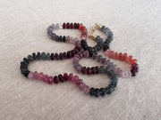 Carved Spinel Rondelle Necklace, Hand Knotted, Fine Gemstone Jewelry, Multi Color Spinel