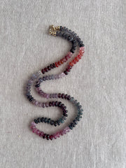 Carved Spinel Rondelle Necklace, Hand Knotted, Fine Gemstone Jewelry, Multi Color Spinel