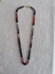 Carved Spinel Rondelle Necklace, Hand Knotted, Fine Gemstone Jewelry, Multi Color Spinel