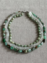 Chrysoprase, Rock Crystal and Natural Jade Necklace