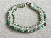 Chrysoprase, Rock Crystal and Natural Jade Necklace
