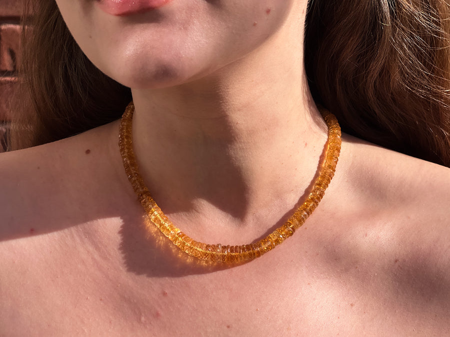 Citrine Heishi Necklace, AAA Grade