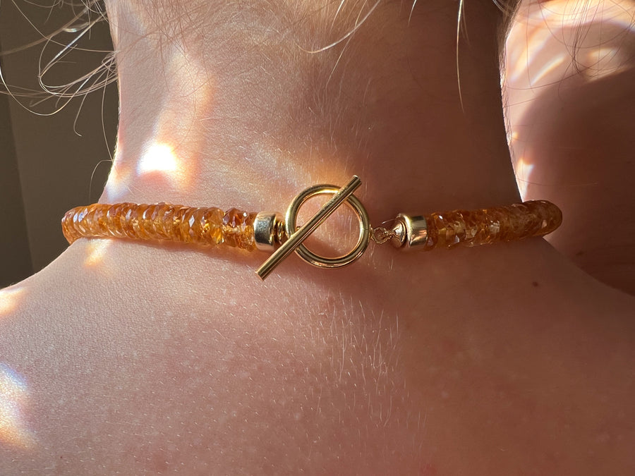 Citrine Heishi Necklace, AAA Grade