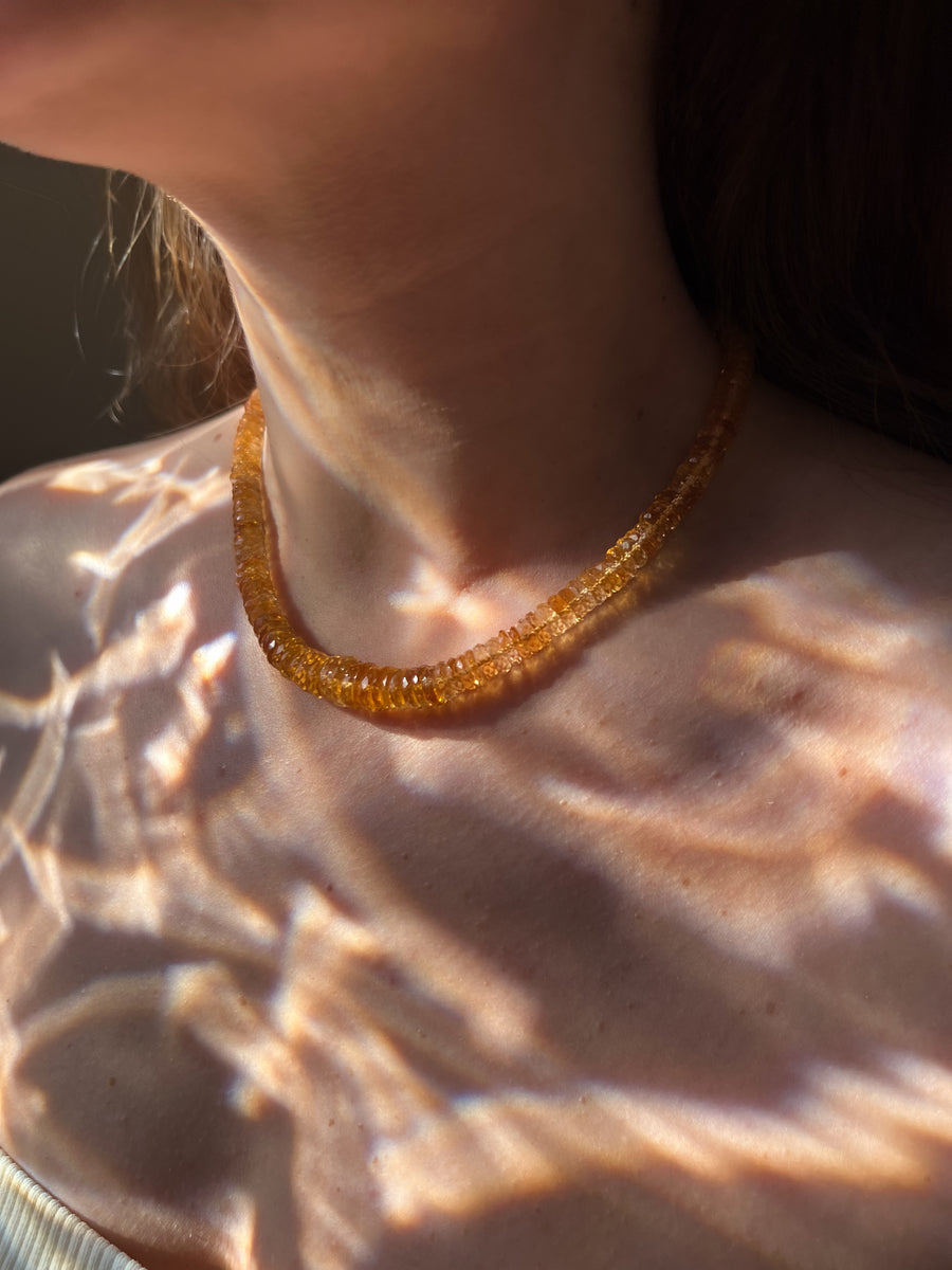 Citrine Heishi Necklace, AAA Grade