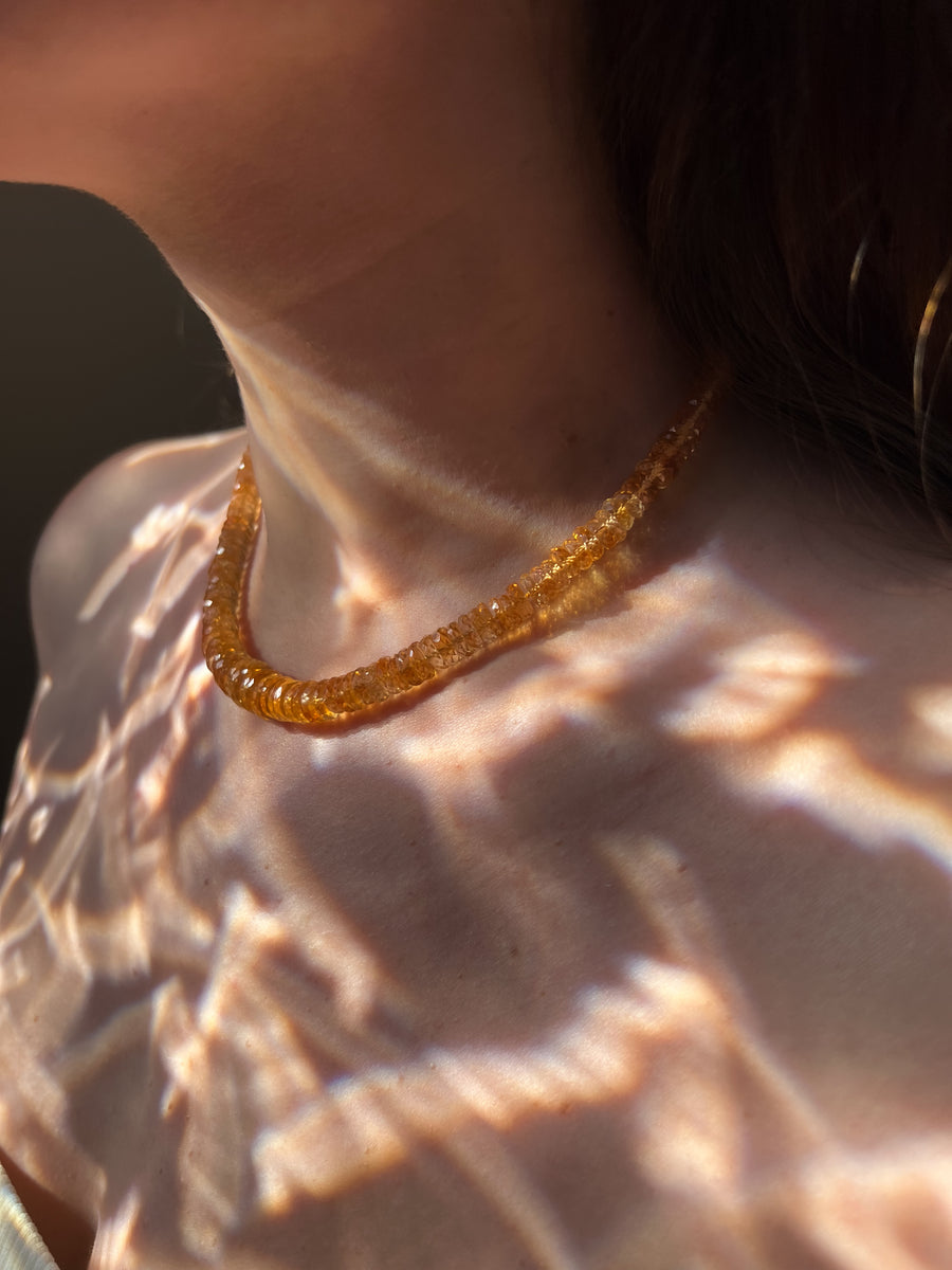 Citrine Heishi Necklace, AAA Grade