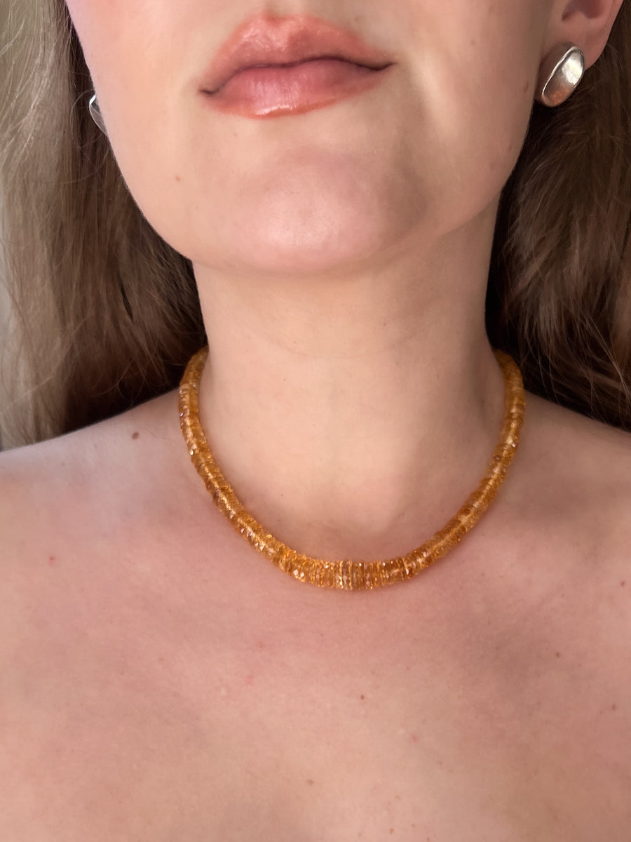 Citrine Heishi Necklace, AAA Grade