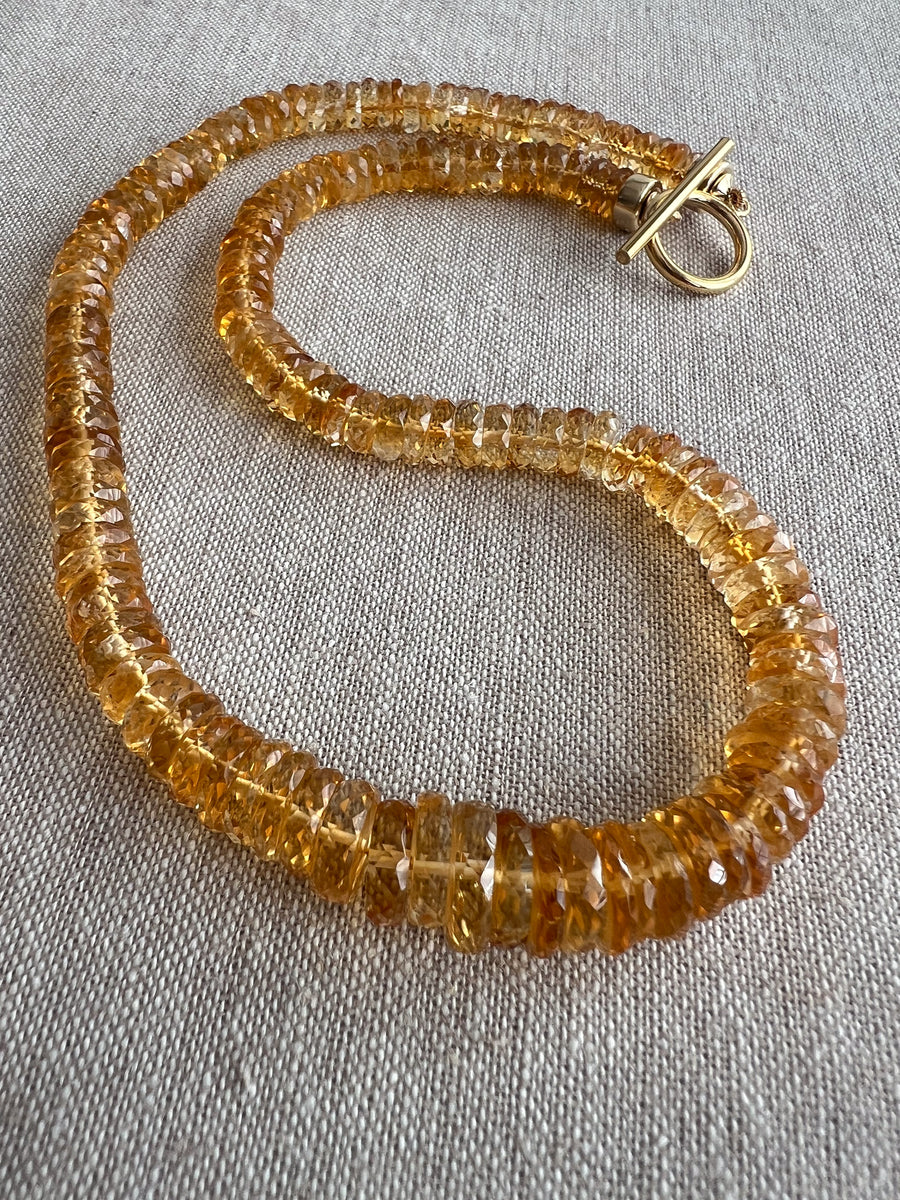 Citrine Heishi Necklace, AAA Grade