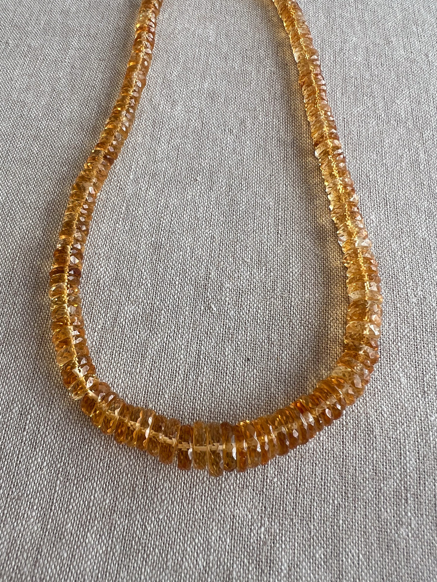 Citrine Heishi Necklace, AAA Grade