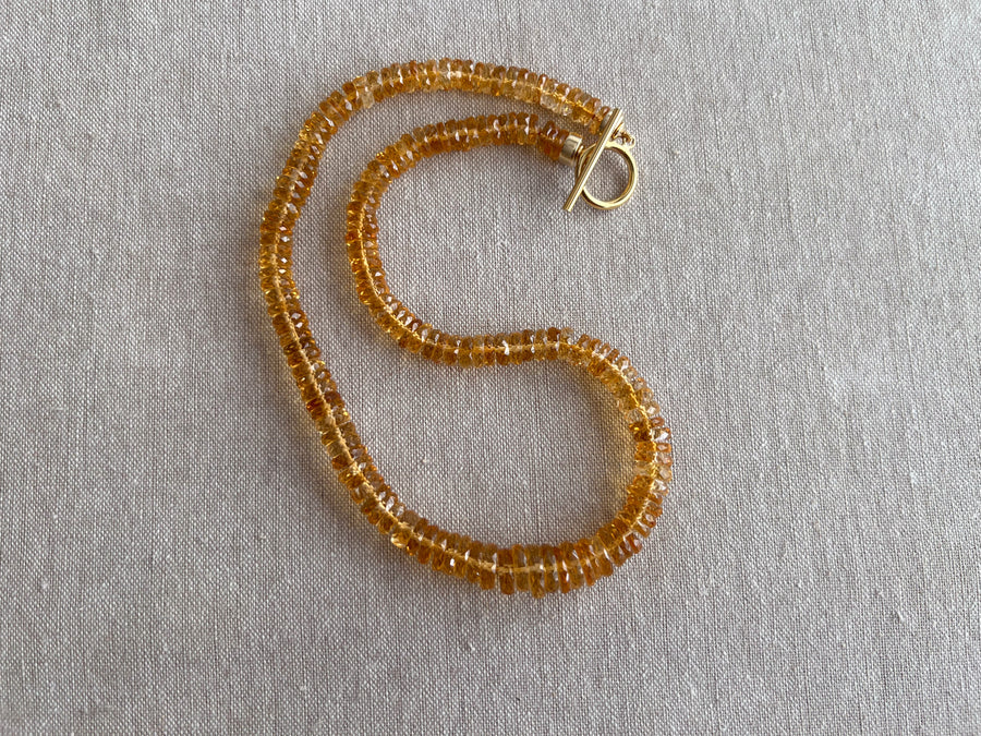 Citrine Heishi Necklace, AAA Grade