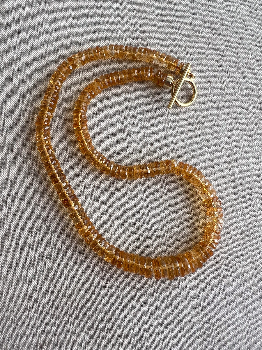 Citrine Heishi Necklace, AAA Grade