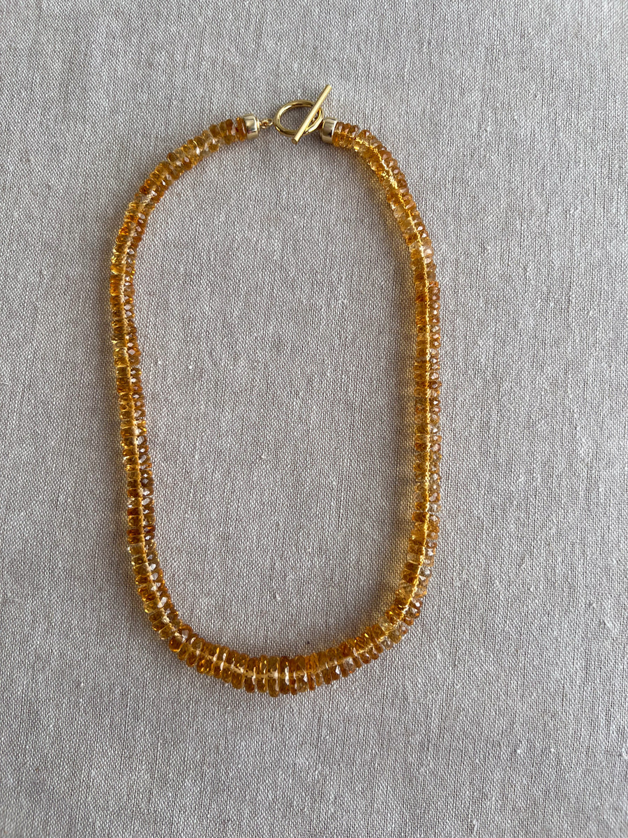 Citrine Heishi Necklace, AAA Grade